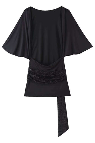 Tie Waist Bell Sleeve Casual Dress