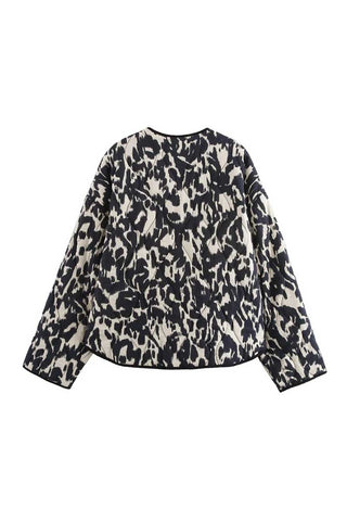 Animal Print Button Front Jacket