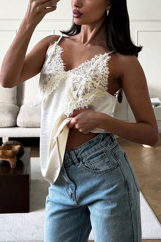 Lace Overlay V-Neck Cami