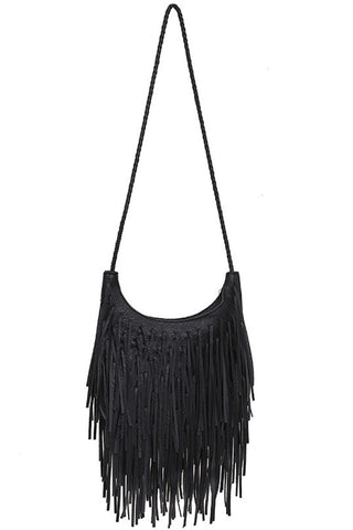 Tassel Strap Fringe Hobo Bag