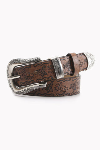 Embossed Floral Western Belt