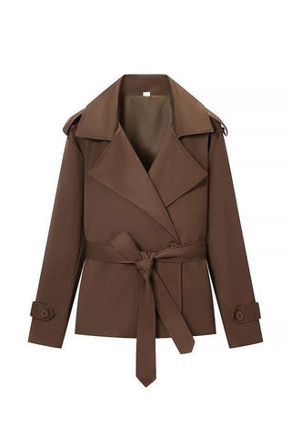 Notched Collar Belted Wrap Coat