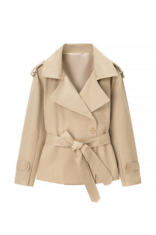Notched Collar Belted Wrap Coat