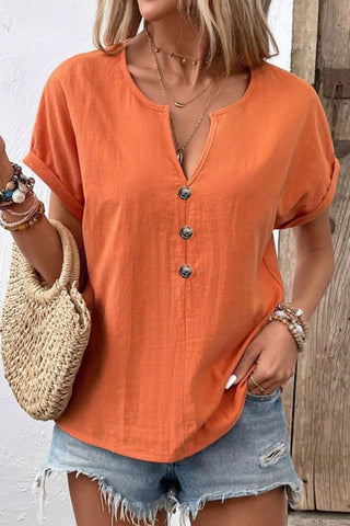 Button-Front Casual T-Shirt