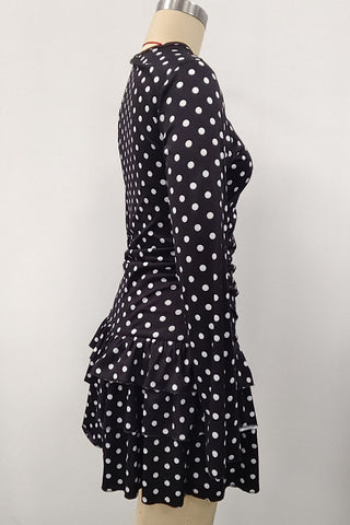 Leopard Print Ruffle Long Sleeve Mini Dress