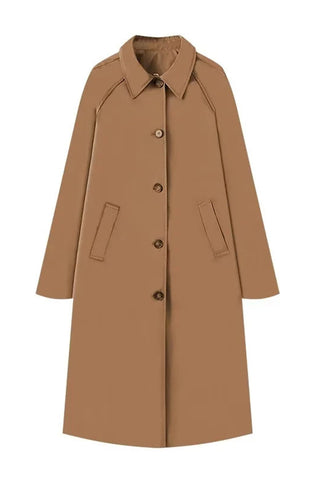 Plaid Lining Notched Collar Trench Coat