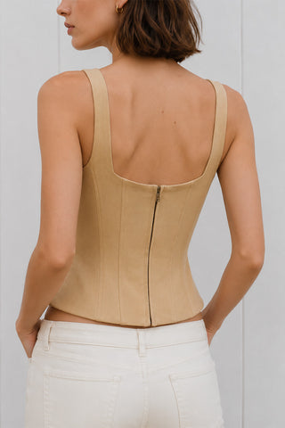 Square Neck Button Front Tank Top