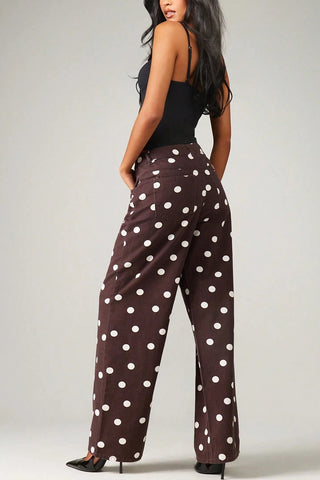 Polka Dot Wide-Leg Jeans
