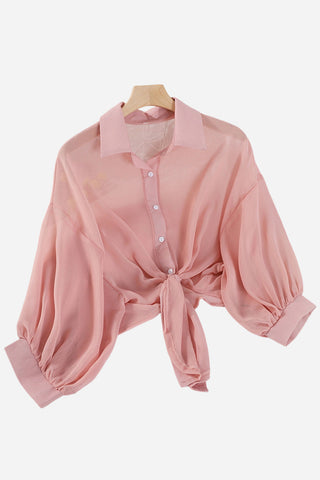 Tie-Front Button Shirt