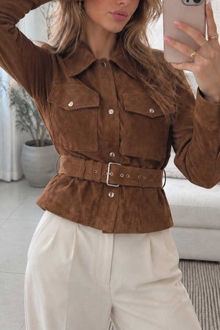Belted Suede Utility Jacket