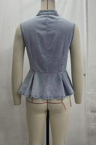 Frog Closure Peplum Vest Top