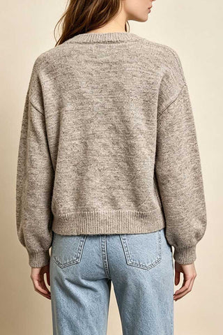 V-Neck Pointelle Knit Button-Front Cardigan
