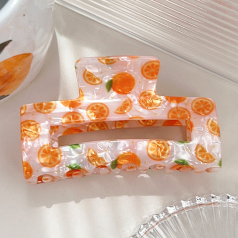 Fruit Print Rectangle Claw Clip