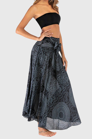 Mandala Print Tie-Waist Midi Dress