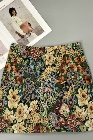 Floral Jacquard Tube Top Skirt Set