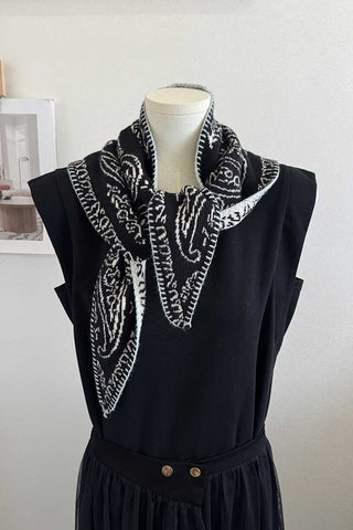 Paisley Print Knit Triangle Scarf