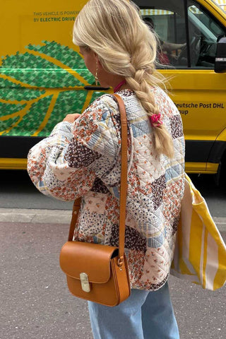 Patchwork Floral Quilted Button-Front Coat