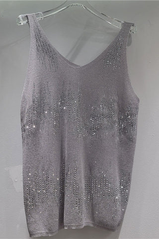 Sequin V-Neck Sleeveless Tank