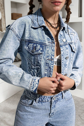 Wash Distressed Denim Jacket