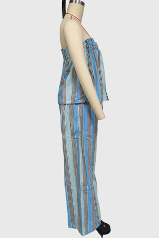 Strapless Striped Pants Set
