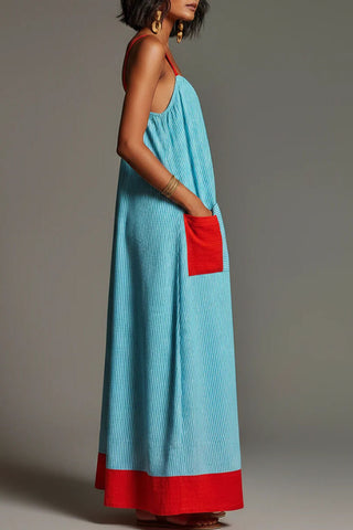 Striped Maxi Dress with Pockets