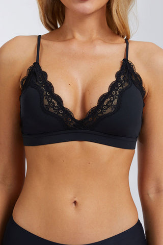 Lace Trim V-Neck Wireless Bralette