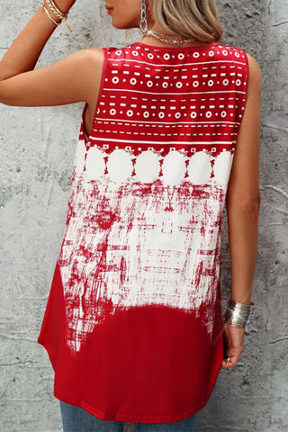 Abstract Print Scoop Neck Tunic Top