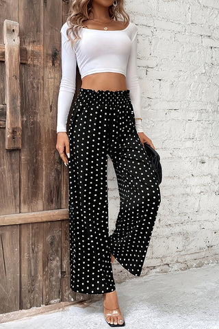 Polka Dot Wide-Leg Casual Pants