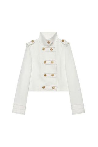 Button Double-Breasted Crop Jacket