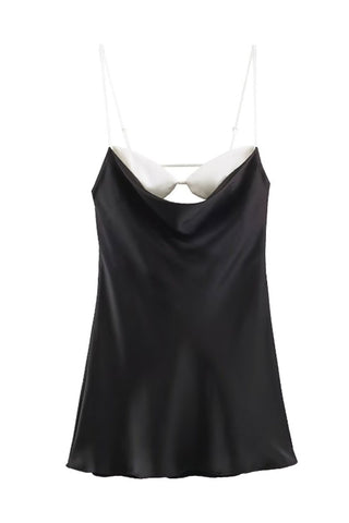 Contrast Open-Back Dress