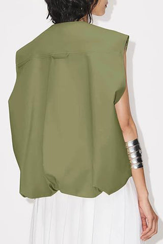 Zip-Front Sleeveless Utility Vest