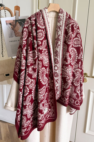 Paisley Knit Open-Front Shawl