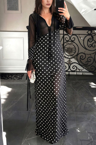 Zebra-Print V-Neck Long Sleeve Dress