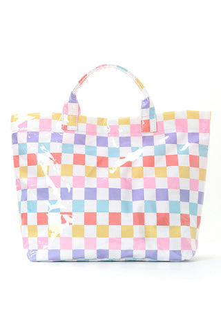 Striped Tote Bag with Glossy Finish