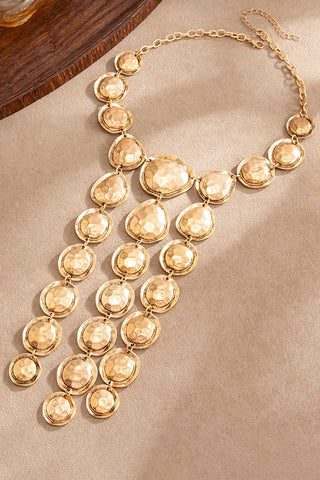 Hammered Metal Disc Layered Statement Necklace