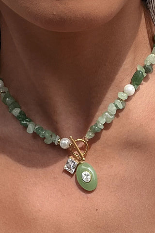 Chip Stone Toggle Charm Necklace