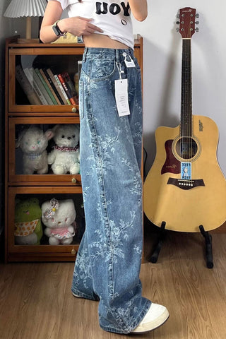 Floral High-Waist Wide-Leg Pants