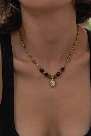 Natural Stone Pendant Chain Necklace