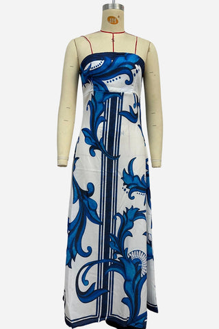 Strapless Printed Midi Vacation Dress