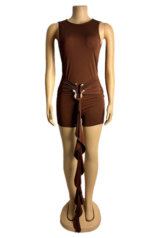 Sleek Tie-Waist Sleeveless Romper