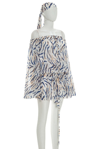 Tie-Front Puff Sleeve Mini Dress