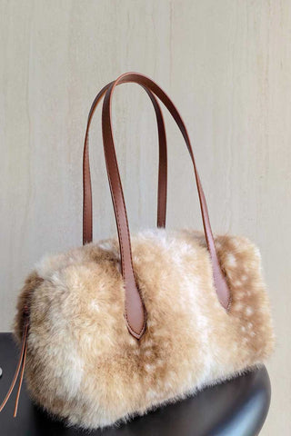 Faux Fur Double Handle Tote Bag