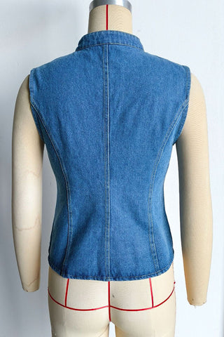 Stand Collar Asymmetric Button Vest