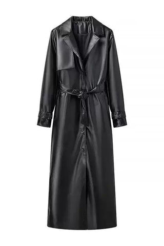 Belted Notched Collar Long Sleeve Coat