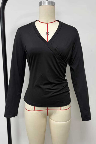 Long Sleeve V-Neck Wrap Front T-Shirt