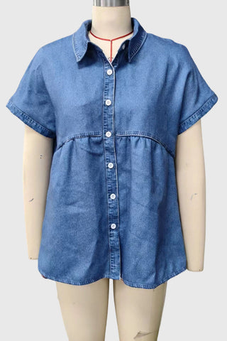 Button-Front Short Sleeve Top