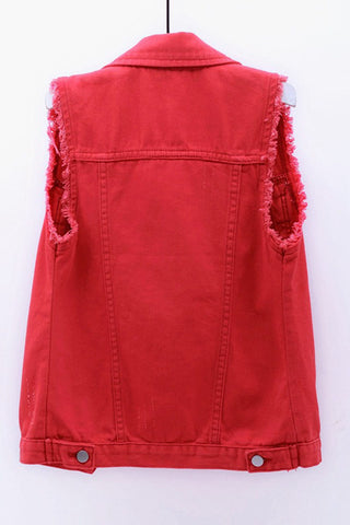 Sleeveless Collared Button-Front Vest