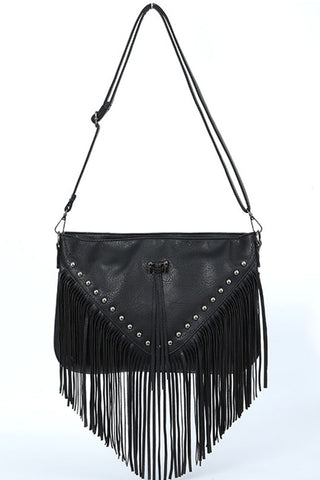 Studded Fringe Crossbody Bag