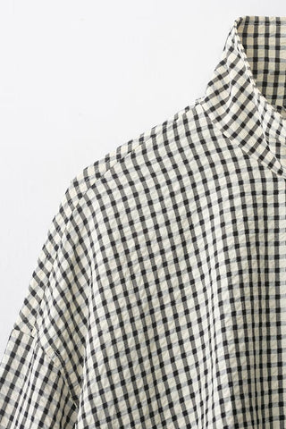 Plaid High Collar Cropped Jacket