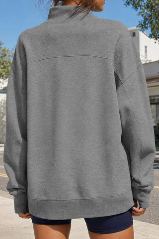 Mock Neck Drop Shoulder Sweatshirt